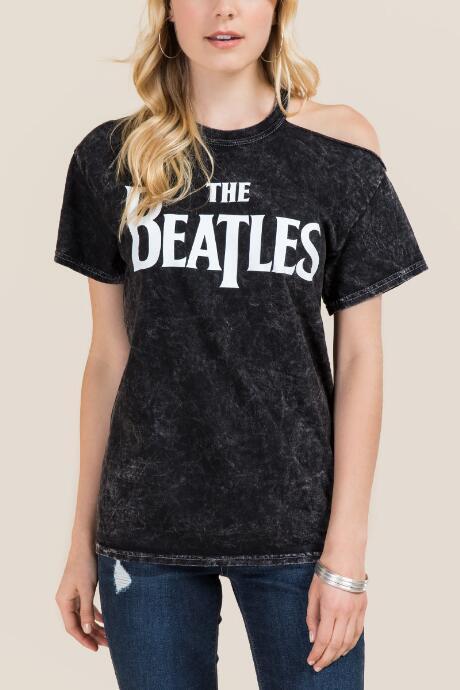 Francesca's The Beatles Cut Out Graphic Tee - Black