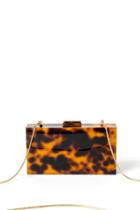 Francesca's Joss Acrylic Hardcase Clutch - Leopard