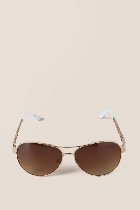 Francesca's Hacienda Aviator Sunglasses - White