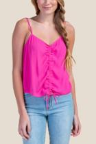 Francesca's Candace Cinched Front Tank Top - Neon Pink
