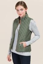 Mi Ami Kiara Snap Collar Quilted Puffer Vest - Olive