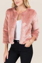 Honey Punch Brittani Short Faux Fur Jacket - Mauve