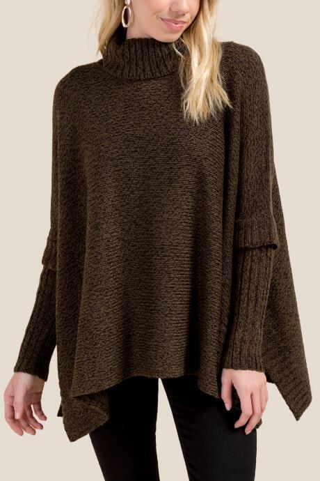 Francesca's Penny Side Tie Poncho - Olive