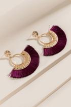 Francesca's Tania Tassel Fan Drop Earrings - Purple