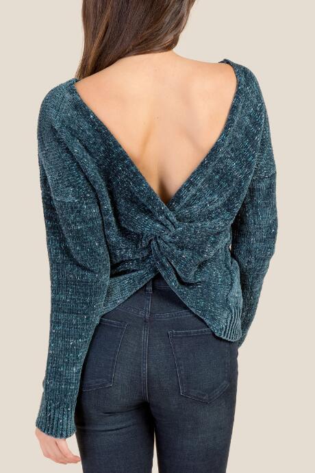 Francesca Inchess Andrea Knot Back Confetti Sweater - Pine