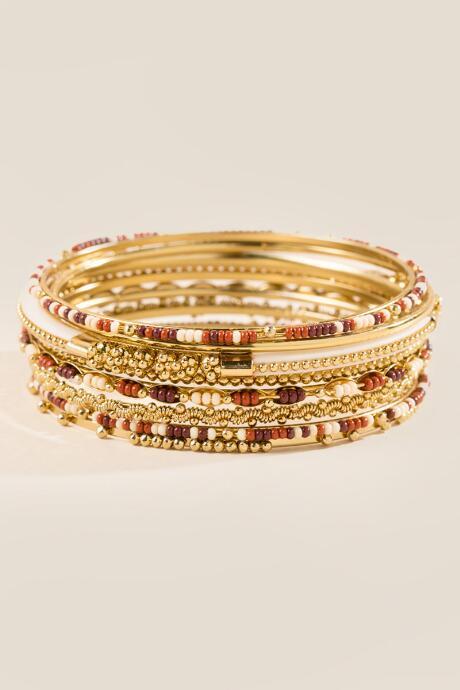 Francesca's Cori Beaded Bangle Set - Rust