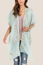 Francescas Kalea Embroidered Floral Ruana - Mint