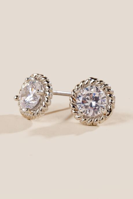 Francesca's Trudy Cubic Zirconia Stud Earrings - Crystal