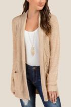 Francesca's Ramsay Boucle Shawl Sweater - Taupe