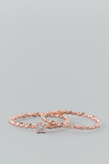 Francesca's Aliah Cubic Zirconia Ring Set - Rose/gold