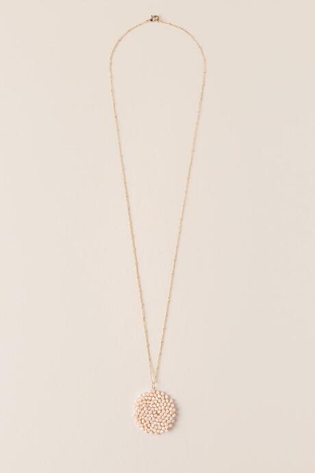 Francesca's Warsaw Beaded Pendant Necklace In Light Pink - Pale Pink