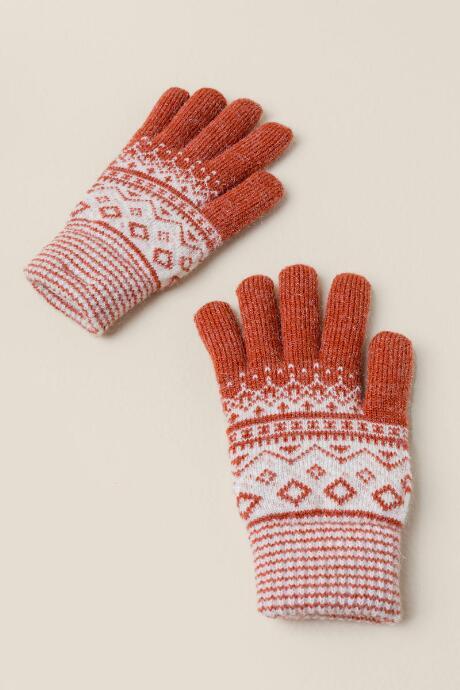 Francesca's Melanie Jacquard Gloves - Brick