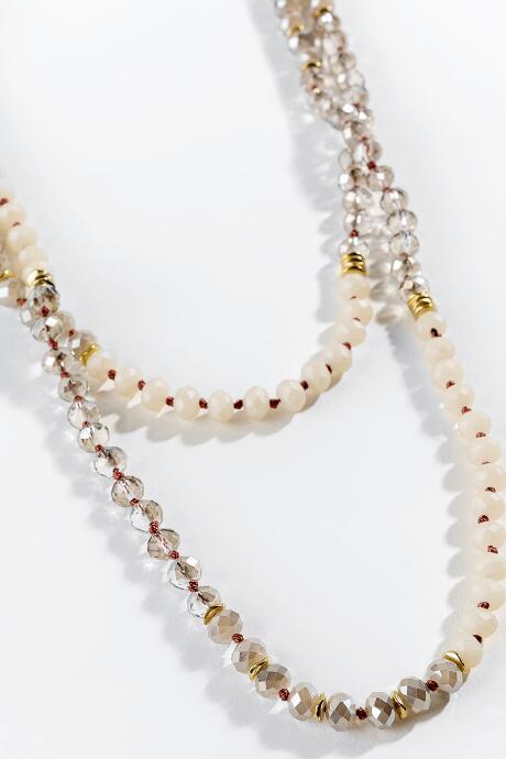 Francesca's Farrah Beaded Strand Necklace - Gray
