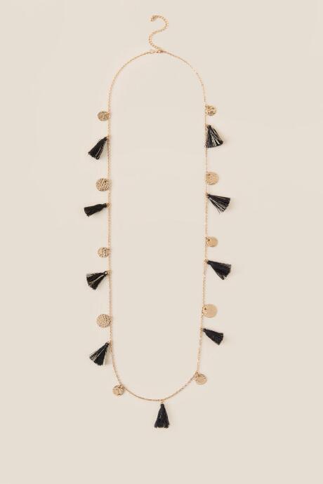 Francesca Inchess Monia Tassel Coins Necklace In Black - Black