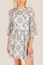 Francesca's Bella Floral Lace A-line Dress - Ivory