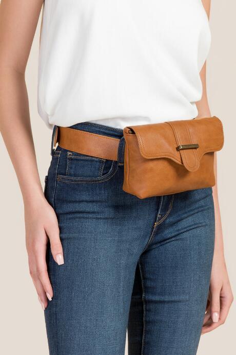 Francesca's Peyton Convertible Flap Belt Bag - Cognac