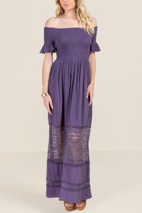 Francesca Inchess Cailey Crochet Insert Maxi - Vintage Purple