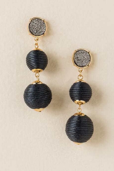 Francesca Inchess Jovita Druzy Ball Drop Earring - Black
