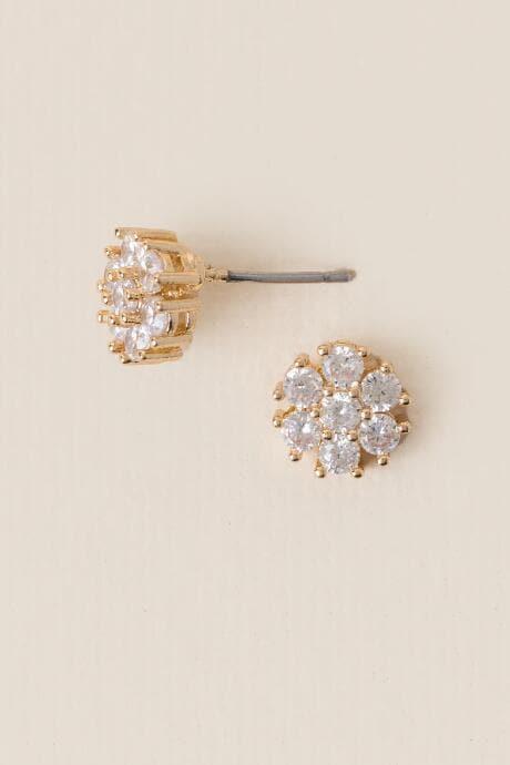 Francesca's Natassia Cubic Zirconia Flower Stud Earring - Crystal