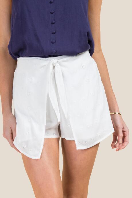 Francesca's Analise Eyelet Shorts - White