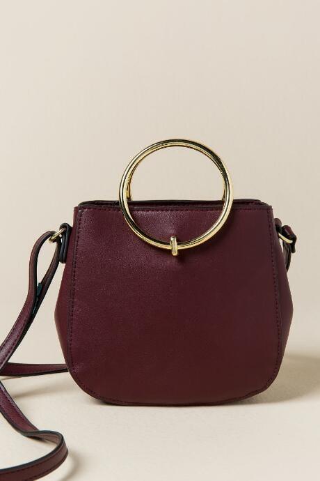 Francesca's Bria Gold Ring Mini Crossbody - Wine
