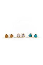 Francesca's Eleanor Heart Studs Set - Turquoise