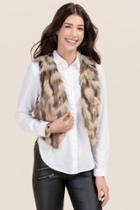 Francesca's Maliyah Cropped Fur Vest - Brown