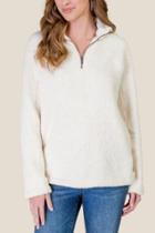 Francesca's Carolina Quarter Zip Pullover Sweater - Ivory