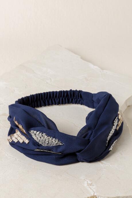 Francesca's Eleanor Embellished Turban - Navy