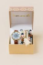 Francesca's Harlow Navy Medallion Watch Box Set - Cognac