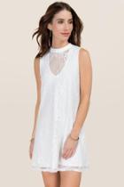 Francesca's Gigi Lace Shift Dress - White