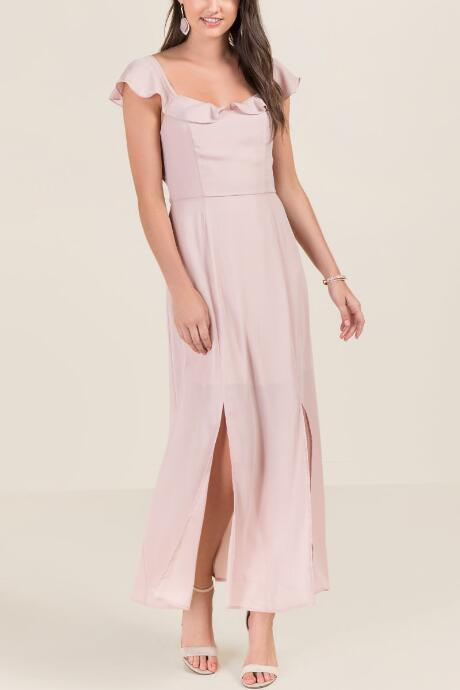 Francesca Inchess Grace Flutter Sleeve Bridesmaid Dress - Blush