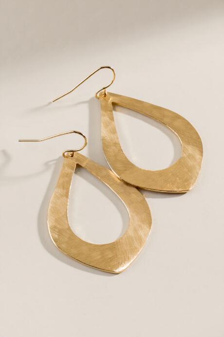 Francesca's Casey Brushed Metal Teardrop Earrings - Gold