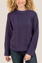 Francesca's Meredith Cable Knit Dolman Sweater - Navy
