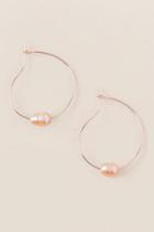 Francesca's Adele Thin Pearl Hoop Earring - Rose/gold