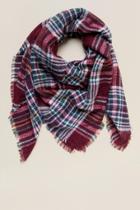 Francesca's Bree Plaid Blanket Wrap Scarf - Wine