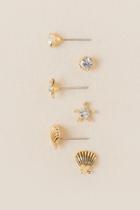 Francesca's Starfish And Shell Stud Earring Set - Gold