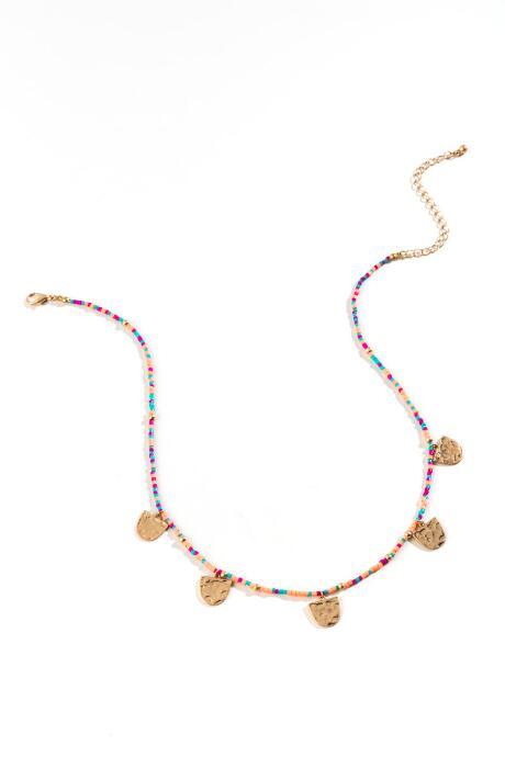 Francesca's Lydia Beaded Choker - Neon Pink