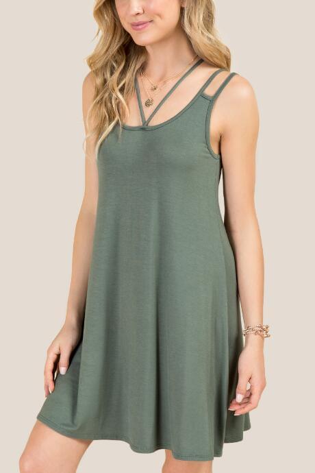 Francesca's Claudia Y-front Knit Dress - Dark Olive
