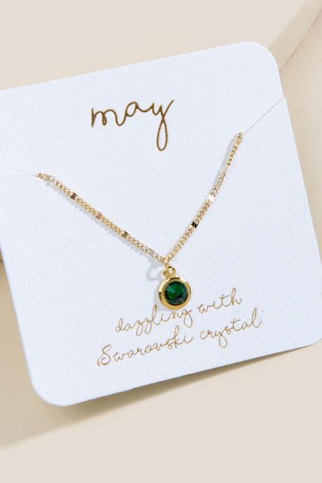 Francesca's May Emerald Swarovski Pendant Necklace - Emerald