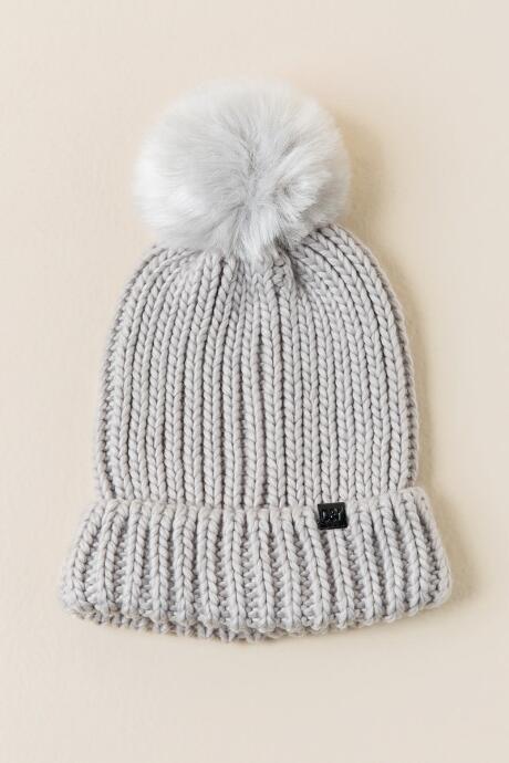 Francesca's Amelia Knit Pom Beanie - Light Gray
