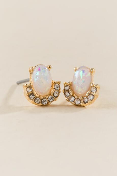 Francesca's Tabitha Cubic Zirconia Opal Stud Earring - Iridescent