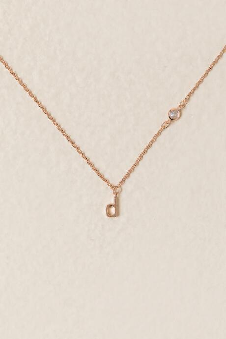 Francesca's D 14k Initial Necklace In Rose Gold - Rose/gold