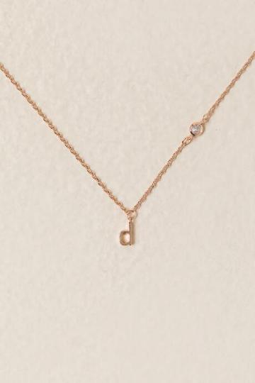 Francesca's D 14k Initial Necklace In Rose Gold - Rose/gold
