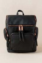 Francesca's Melinda Rose Gold Zip With Charging Cord Backpack - Black