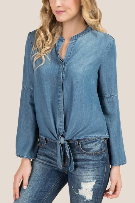Francesca Inchess Cece Bell Sleeve Tie Front Top - Dark