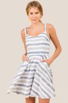 Francesca's Jordan Striped Fit & Flare Dress - White