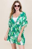 Francesca's Monica Palm Pom Trim Poncho Cover-up - Ivory