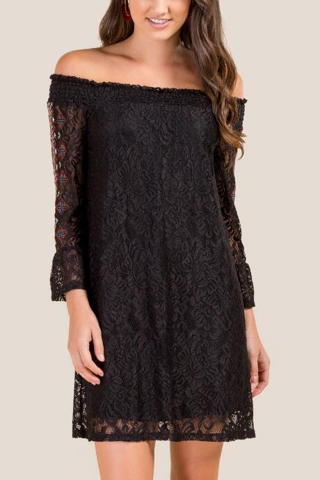 Francesca's Mindy Off The Shoulder Lace Dress - Black