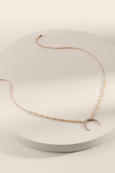 Francesca's Lidia Pave Bullhorn Necklace - Topaz